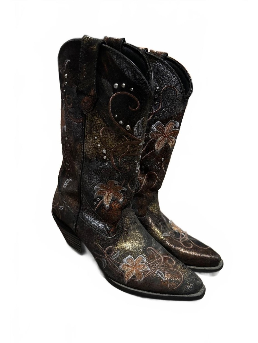 Durango Crush Women's 8.5 M Cowboy Floral Embroidered Rhinestone Western Boots
